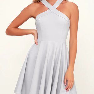 2/$30 Lulu's The Way You Look Tonight Light Grey Halter Skater